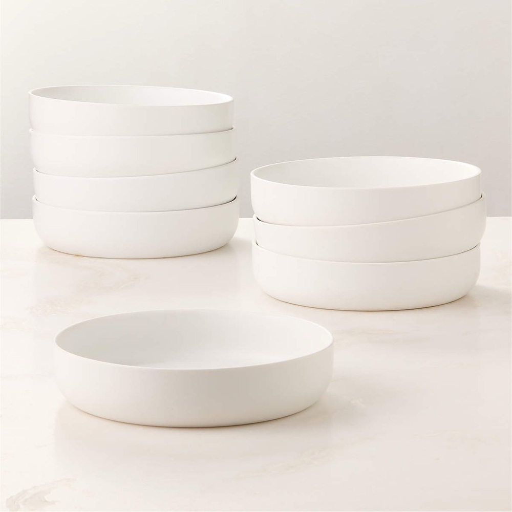 CB2 Mori Matte White Pasta Bowls